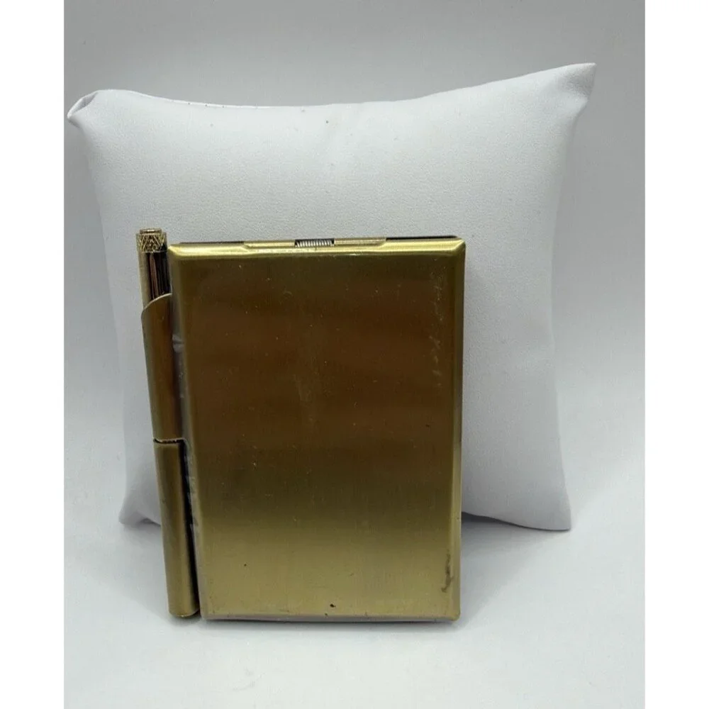Art Deco Flip Up Brass Note Pad Mini Notepad Vintage Peacock Roses Romantic